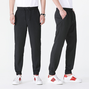 Men's Fashion Casual Seersucker <b>Jogger</b> Pants - <b>Lightweight</b> Straight Trousers with Drawstring and Quick-Dry Fabric - Product Image 4