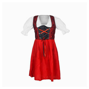 Traje Tradicional Rojo de Oktoberfest para Mujer, Vestido Bávaro de 3 Piezas con Bordado y Pliegues, con Blusa y Delantal - Product Image 1