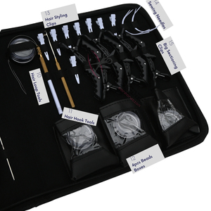 Elite Big Hair Extension tools Fitting Kit with Tape In Plier Micro Bead Crimper set Keratin Bond <b>Cutter</b> 4 Beads Boxes Loop Hook - Product Image 4