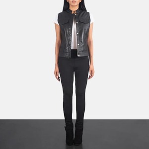 Chaleco de Cuero Genuino Transpirable para Mujer, Tejido, con Cierre, Casual y Ecológico - Product Image 3