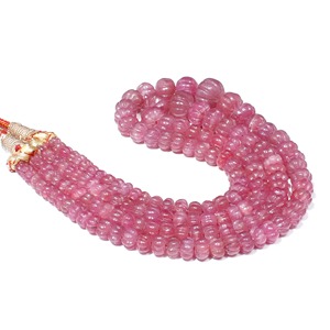 Collar de piedras preciosas de rubí natural tallado en forma de melón, calidad AAA+, collar de 2 hilos, rubí rojo para joyería - Product Image 2
