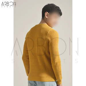 Pulls tricotés pour hommes, style moderne, texturés, faits à la main, de qualité supérieure, personnalisés, nouveau style, vêtements d'hiver 2026, couleur moutarde - Product Image 2