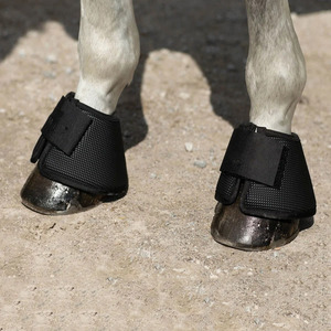 2026 High Quality Customized Wholesale <b>Black</b> PVC Horse Bell Boots with Mesh and <b>Velcro</b> Straps - Product Image 1