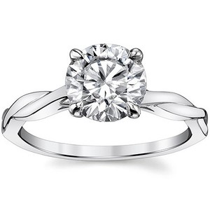 Anillo de Moissanita con Corte Redondo, Plata de Ley 925, Chapado en Oro Blanco, Anillo de Compromiso, Boda, Promesa, Clásico y de Lujo - Product Image 1