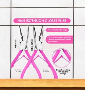 Ensemble professionnel de 4 pinces à micro anneaux en acier inoxydable doré Kit d'outils d'extension de cheveux et de perles - Product Image 4