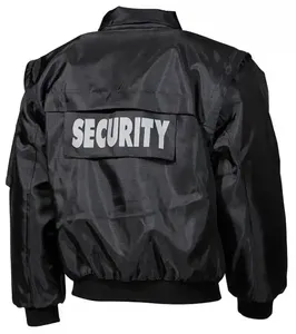 Chaqueta Bomber Negra de Invierno Unisex para Guardias de Seguridad, con Revestimiento, Casual, Cuello Alto, Poliéster/Algodón/Nailon, Impermeable, Transpirable, con Capucha - Product Image 2