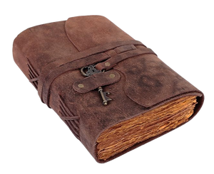 Libro de Hechizos, Diario de Cuero Vintage con Diseño de Tercer Ojo y Grimoire, con Papel de Borde Rústico, 10x7 Pulgadas, Personalizable - Product Image 1