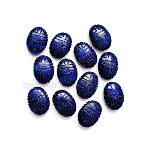 Lapis-lazuli naturel, scarabée égyptien, 18 mm, pierre précieuse sculptée à la main, pierre brute pour la fabrication de bijoux, vente en gros - Product Image 1