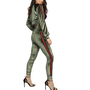 Womens Tracksuit Set 2 Piece Slim Fit Velour Velvet Casual Zip up Hoodie Jacket Sweatsuit and Sweatpants - Product Image 5