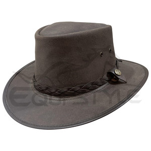 หมวกหนังขายส่ง หมวกสำหรับทุกเพศ เหมาะสำหรับการเดินทางกลางแจ้ง หมวกสไตล์ออสเตรเลีย รับผลิตตามแบบ OEM หมวกคาวบอยคุณภาพสูง - Product Image 3