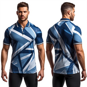 T-shirt pour homme, coupe ajustée, col rond, sublimation premium, séchage rapide, polyester/coton, vêtements de sport pour le golf - Product Image 1