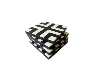 Ensemble de 4 sous-verres en résine et MDF faits à la main avec support, sous-verres carrés écologiques, logo personnalisé, décoration intérieure et article cadeau - Product Image 2