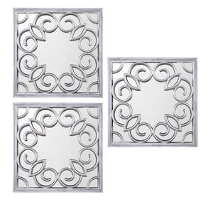 Ensemble de 3 miroirs carrés argentés décoratifs de forme carrée Miroir mural décoratif en bronze de forme ronde pour le salon - Product Image 3