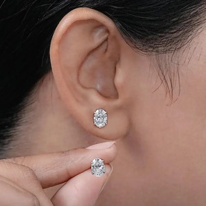 Oval Shape Moissanite Diamond Earring 925 Sterling <b>Silver</b> Customized Wedding Gift & Other Diamond Jewellery - Product Image 2