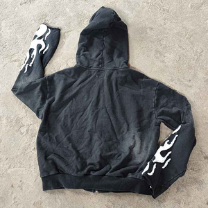 Men's Distressed Embroidery Logo Flare Pullover Tracksuit 100% Cotton Drawstring Closure Sweat <b>Pants</b> Sets-Available Wholesale - Product Image 4