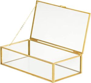 Boîte de rangement en métal et verre avec cadre métallique pour organiser les bijoux et une utilisation décorative, boîtes à bijoux en verre personnalisées - Product Image 3