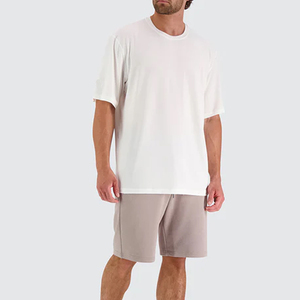 Shorts en coton décontractés pour hommes, fermeture à cordon, longueur genou, avec poches - Product Image 1