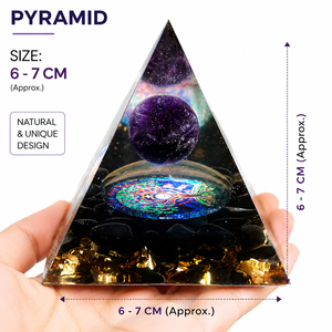 Prix de gros - Pyramide d'orgone en améthyste naturelle avec boule de cristal - Guérison énergétique Reiki - Protection - Décoration de méditation - Product Image 5