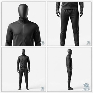 Breathable Regular Fit Men's Solid Color Tracksuit Set Full Zipper Stand Collar Casual Autumn Wear Polyester Cotton Side Pocket - Product Image 6
