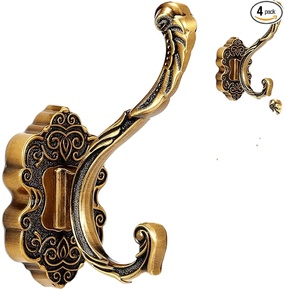 Antique Brass Vintage Coat <b>Hooks</b> Heavy-Duty Gold Wall <b>Hooks</b> for <b>Towels</b> Purse Hat Key Clothes Unique Curtain Hanging Rails - Product Image 1