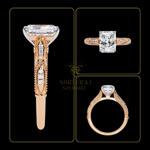 แหวนหมั้นเพชร Radiant Lab Grown Diamond น้ำหนัก 3.20 กะรัต แบบคลาสสิควินเทจ พร้อมใบรับรอง IGI ทองคำแท้ 14K 18K ขายส่ง - Product Image 5