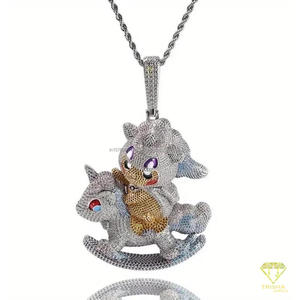 Pendentif de bijoux de dessin animé haut de gamme avec diamant Moissanite VVS et argent sterling 925 - Product Image 2