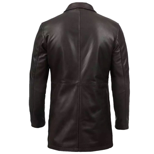 Premium Genuine <b>Leather</b> Coat for Men | <b>Long</b> Winter <b>Leather</b> <b>Jacket</b> Turn-down Collar Plus Size High Street Style Custom Logo - Product Image 4