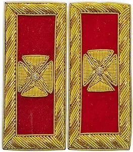 Masonic Knight Templar Grand Secretary Shoulder Boards Gold Bullion Wire – Hand Embroidered (<b>Red</b>, 3.75” x 1.5”) - Product Image 5