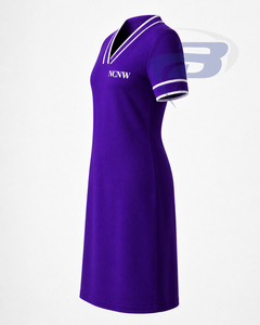 ชุดเดรสทำงานผู้หญิงสีแดง NCNW คอวี แขนสั้น ทรงเข้ารูป สไตล์ลำลอง รับสกรีนโลโก้ - Product Image 3