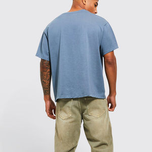 High Quality Breathable 100% Cotton Men Boxy T-Shirt Made Custom Blank Short Sleeve Regular Fit Finest <b>Stuff</b> <b>Cheap</b> Cost - Product Image 5