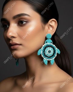 Pendientes de Tortuga Hechos a Mano con Cuentas para Mujer, Pendientes Colgantes de Animales Turquesa, Joyería Boho de Playa, Lindo Regalo Original - Product Image 4