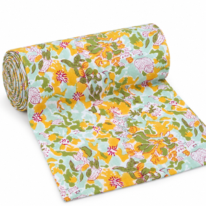 Tissu en voile de coton peigné imprimé à la main Pinksa Fashion, motif floral léger 60S60S 90 GSM, style Rajasthan, en stock - Product Image 3