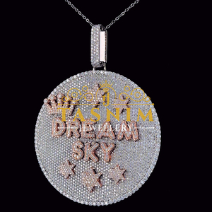 จี้รูปทรงท้องฟ้า Tasnim Dream Sky ประดับมอสซาไนต์และไข่มุกน้ำจืด ชุบทอง 10K เงินแท้ 925 ดีไซน์หรูหรา สไตล์ฮิปฮอป สำหรับทุกเพศ ได้รับการรับรองจาก GIA - Product Image 1