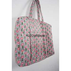 กระเป๋าชายหาดผ้าฝ้ายลายทางขนาดใหญ่สำหรับผู้หญิงพร้อมหูหิ้วยาว-ใช้ได้ทุกวันสำหรับช้อปปิ้งและงานแสดงสินค้า - Product Image 2