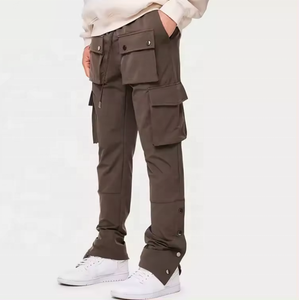 Pantalon cargo décontracté pour homme, coupe droite, style utilitaire, ample, multi-poches, respirant, avec cordon de serrage, vêtement de travail, streetwear - Product Image 3