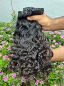Extensions de cheveux humains indiens Remy, ondulés, double trame, noir naturel, 20 pouces - Product Image 2