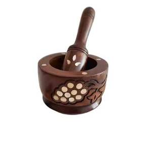 Mortier et pilon en bois dur pour la cuisine – Outils et gadgets de cuisine multi-bois pour herbes et épices – Smart - Product Image 5