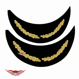 Visière en Mylar brodée à la main avec feuille de chêne dorée KEW pour uniformes de parade et accessoires de cérémonie – Visières en Mylar - Product Image 1