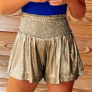 Shorts Deportivos Metálicos Brillantes de Cintura Alta para Mujer, al por Mayor, Elásticos, con Lentejuelas, de Verano, Lujosos, Cómodos y Brillantes, Estilo Mardi Gras - Product Image 2