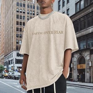 T-shirt Homme Personnalisé avec Logo OEM, 100% Coton 240 GSM, Qualité Supérieure, Motifs Religieux Oversize, Effet Délavé, Style Streetwear Tendance - Product Image 2