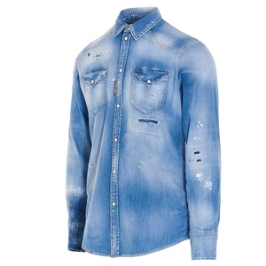 Wholesale Custom Design Men Button <b>Down</b> Denim Shirt New Fashion Classic Long Sleeve Jean Top - Product Image 4