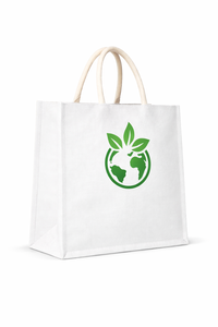 Sac fourre-tout en jute laminé blanc avec poignée en corde, logo personnalisé, écologique, réutilisable, promotionnel - Product Image 4