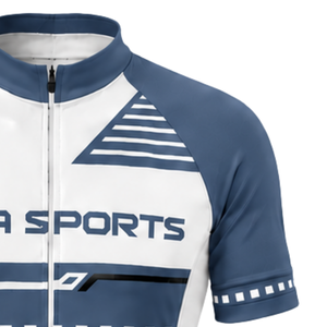 Ensemble maillot et short de cyclisme bleu ardoise et blanc, manches courtes, fermeture éclair intégrale, respirant, rembourré, pour la course à vélo, l'entraînement et les performances sportives - Product Image 6