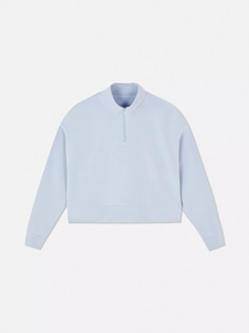 Sudadera Oversize de Nuevo Diseño con Logotipo Personalizado, Cuello Tipo Campana Azul Claro, Cierre de Media Cremallera Frontal, Puños y Dobladillo Ajustados, y Hombros Caídos para Mujer - Product Image 5