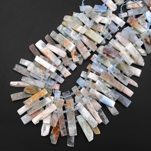 Cuentas de Aguamarina Natural Estilo Cleopatra, Rectangulares de Forma Libre con Punta, Hilo de Gemas para Fabricación de Joyas al por Mayor - Product Image 3