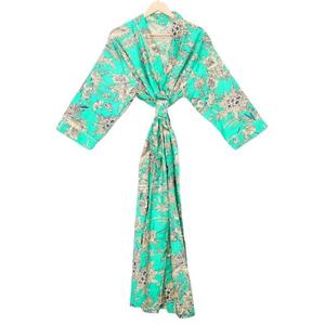 Robe <span class=keywords><strong>kimono</strong></span> japonaise pour femmes en coton indien pur à 100 %, imprimée à la main, fine - Product Image 2