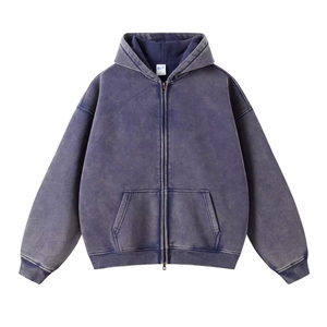 Sweat à capuche homme hiver, impression numérique, effet délavé soleil et délavé à l'acide, en molleton épais double couche, poche effet usé, streetwear vierge personnalisable - Product Image 1