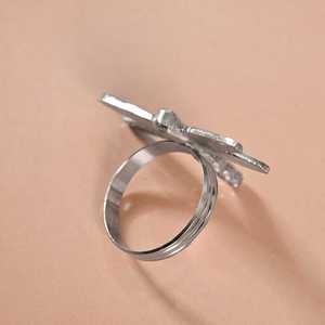 Dragonfly Napkin <b>Ring</b> <b>Set</b> Pure Brass Vintage Luxury <b>Silver</b> for Weddings Restaurants Includes 6 Napkin Holders Made Resin Wood - Product Image 2