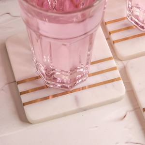 แผ่นรองแก้วหินอ่อนหรูหราฝังทองเหลือง งานฝีมือประดับโต๊ะหิน - Product Image 2