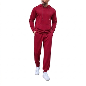Custom Men's Winter Hooded Tracksuit Set Lightweight Quick Dry Sports <b>Jacket</b> Drawstring Pants Regular Fit Gym Wear - Product Image 3
